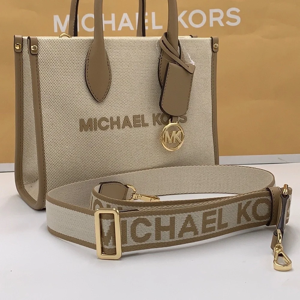 Michael Kors Mirella Small Shopper Top Zip Crossbody Bag Camel MK NWT
